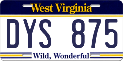 WV license plate DYS875