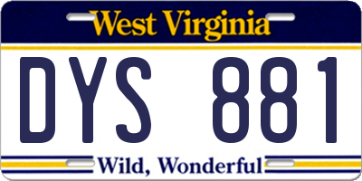 WV license plate DYS881