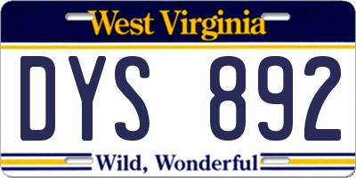 WV license plate DYS892