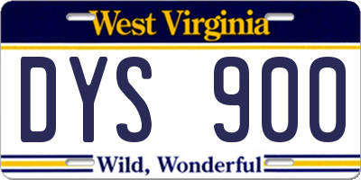 WV license plate DYS900
