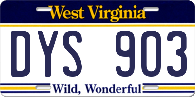 WV license plate DYS903