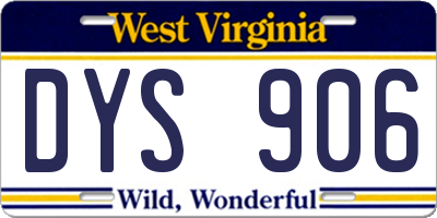 WV license plate DYS906