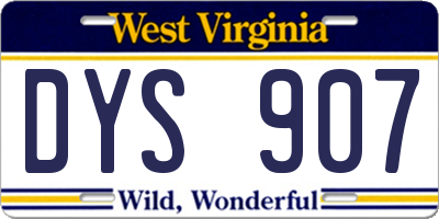 WV license plate DYS907