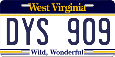 WV license plate DYS909