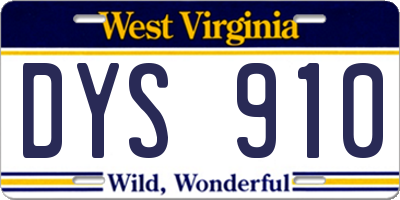 WV license plate DYS910