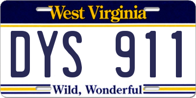 WV license plate DYS911