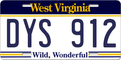 WV license plate DYS912