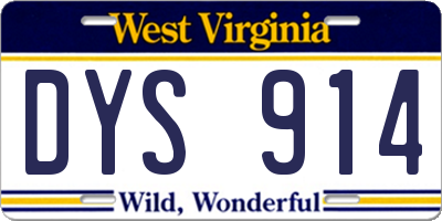 WV license plate DYS914