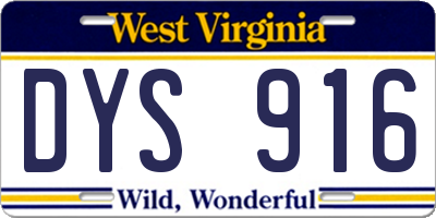 WV license plate DYS916