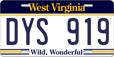 WV license plate DYS919