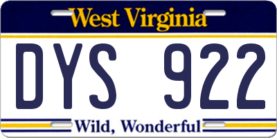 WV license plate DYS922