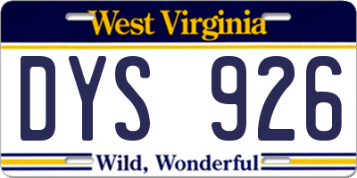 WV license plate DYS926