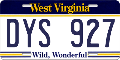 WV license plate DYS927