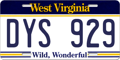 WV license plate DYS929
