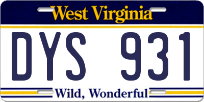 WV license plate DYS931