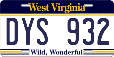 WV license plate DYS932