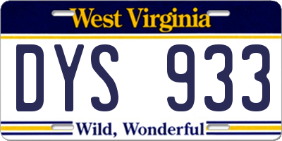 WV license plate DYS933