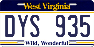 WV license plate DYS935