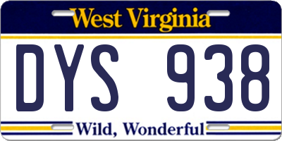 WV license plate DYS938