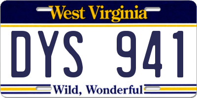 WV license plate DYS941