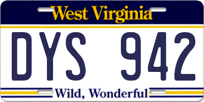 WV license plate DYS942