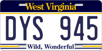 WV license plate DYS945