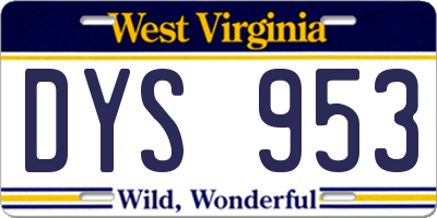 WV license plate DYS953