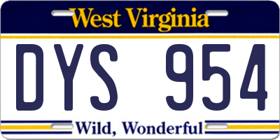 WV license plate DYS954