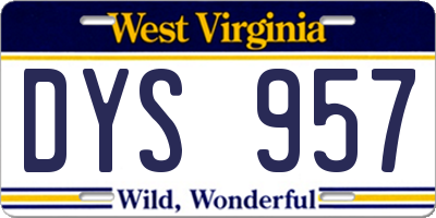 WV license plate DYS957