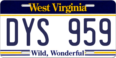 WV license plate DYS959