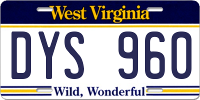 WV license plate DYS960
