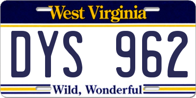 WV license plate DYS962