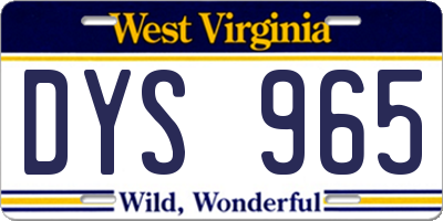 WV license plate DYS965