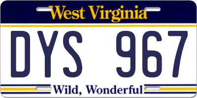 WV license plate DYS967