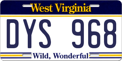 WV license plate DYS968