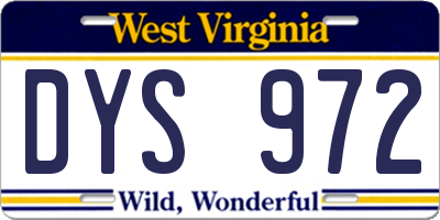 WV license plate DYS972