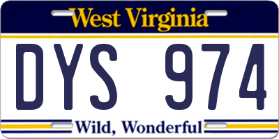 WV license plate DYS974
