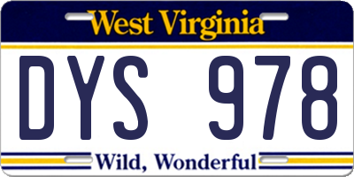 WV license plate DYS978
