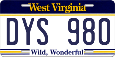 WV license plate DYS980