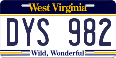 WV license plate DYS982
