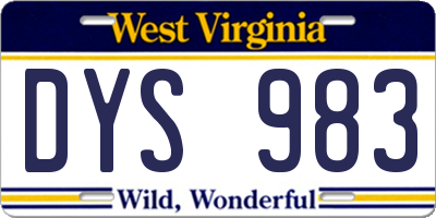 WV license plate DYS983