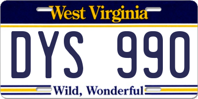 WV license plate DYS990