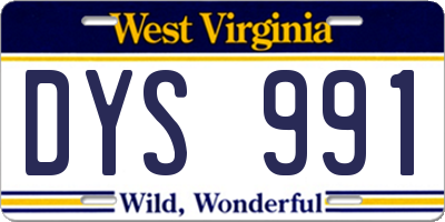 WV license plate DYS991