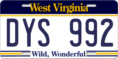 WV license plate DYS992