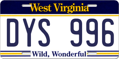 WV license plate DYS996