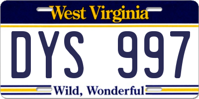 WV license plate DYS997