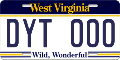 WV license plate DYT000