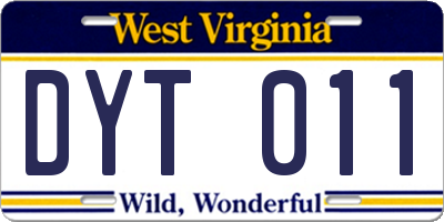 WV license plate DYT011