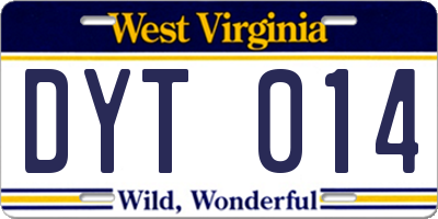 WV license plate DYT014