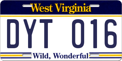 WV license plate DYT016